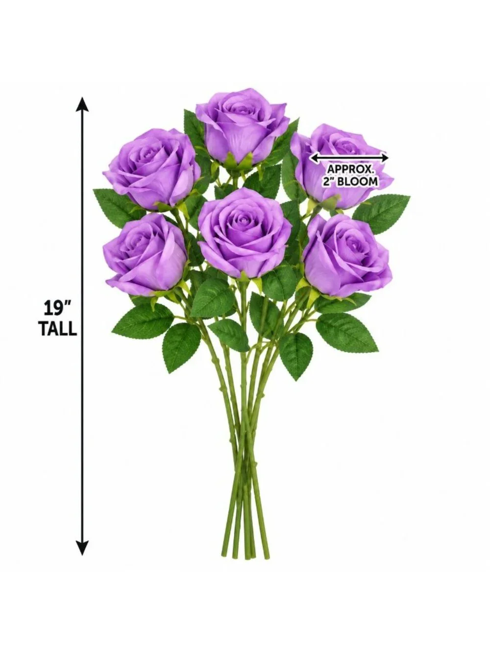 Faux Lavender Roses 6 Stem Bunch 19 Inch Artificial Silk Rose Stems Wedding Bouq
